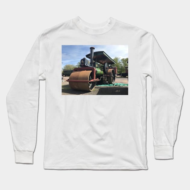 vintage steam traction engine Long Sleeve T-Shirt by acolename1